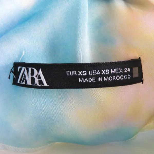 Zara Tie Dye Slip Midi Dress Tie Neck Multicolor Midi Dress Extra Small XS - Image 13