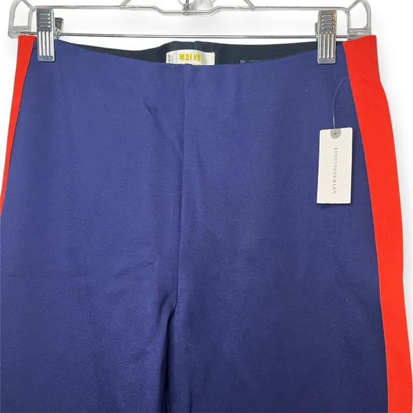 NWT Maeve Anthropologie The Margot Navy Red Side‎ Stripe Flare Pants Sz Small - Image 5