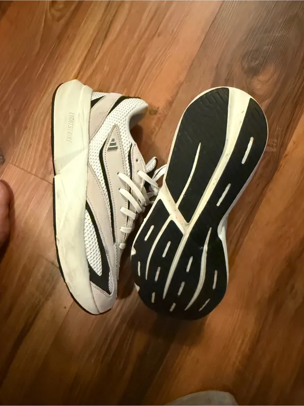 adidas White and Black Athletic Sneakers with Mesh Upper - Image 4