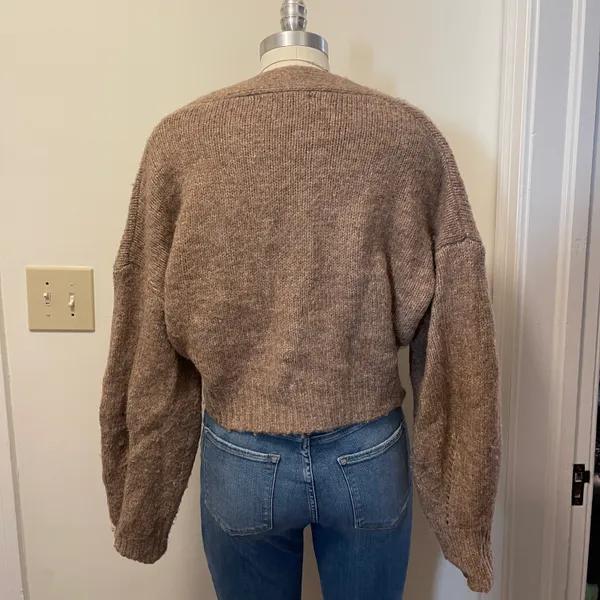 Olivaceous Brown Cropped Cardigan - Image 2