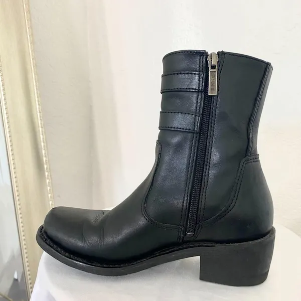 Harley-Davidson Piper double harness buckle moto riding boots Black Leather 6.5 - Image 5