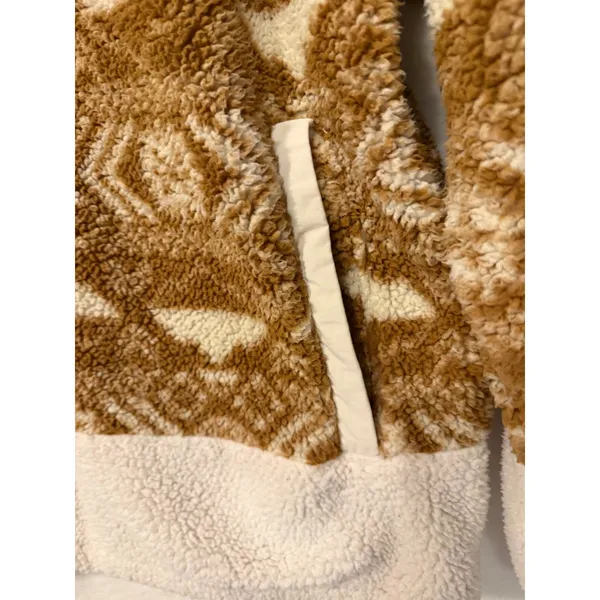 Columbia Sherpa Fleece Pullover Womens XL Southwestern Aztec Snap Neck Brown - Image 5