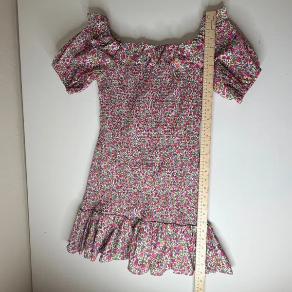 DO+BE Floral Smocked Puff Sleeve Mini Dress Medium Colorful Preppy‎ Bloomcore - Image 8
