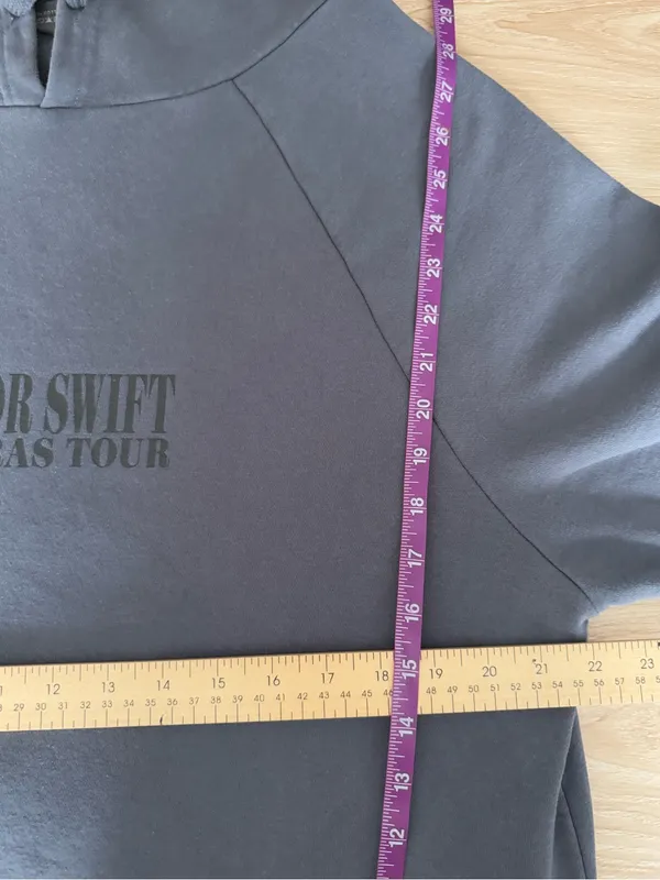 Taylor Swift Medium Eras Tour Hoodie Grey Pullover Lounge Minimal Comfy - Image 7