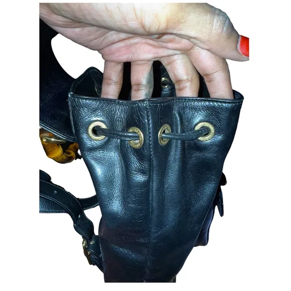Gucci Black Leather Bamboo Mini Backpack - Image 4