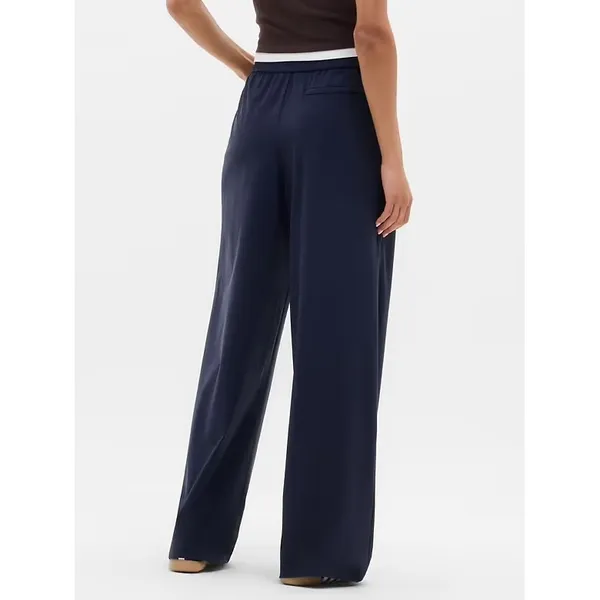 Athleta Pinnacle High Rise Trouser Navy‎ Blue Wide Leg Pleated Pants 16 472041 - Image 2