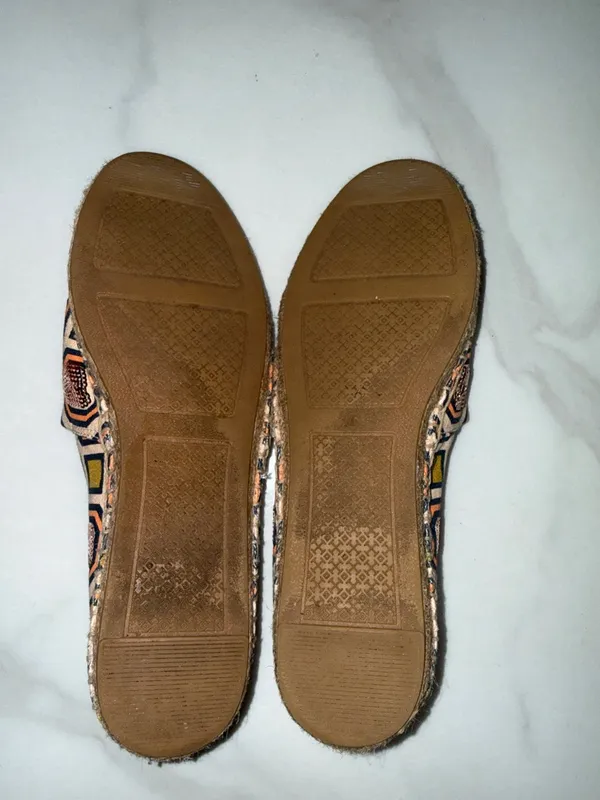 Tory Burch Pink and Yellow Geometric Espadrille Flats - Image 8