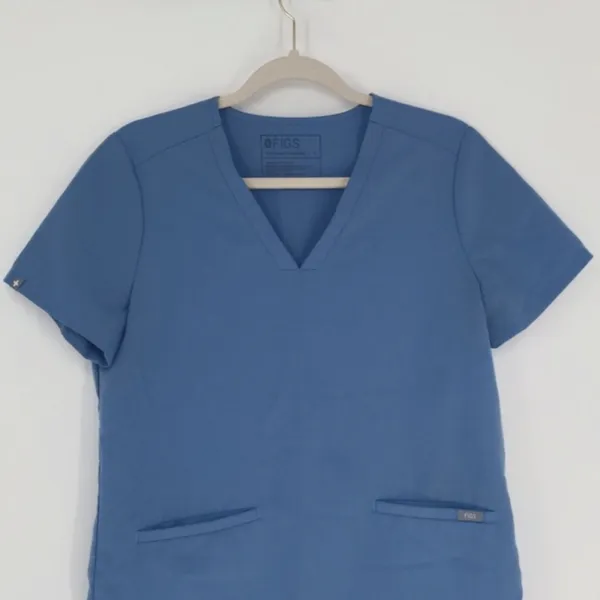 Figs Women's Casma Three-Pocket Scrub Top Size Small Blue V Neck Hospital Office - Image 2
