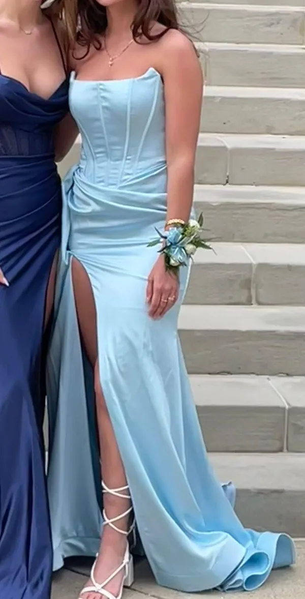 Portia and Scarlett Satin Corset Prom Dress - Image 3