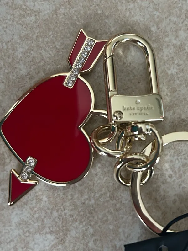 Kate Spade Love Shack Heart & Crystal Arrow Lock Bag Charm Keychain - Image 3