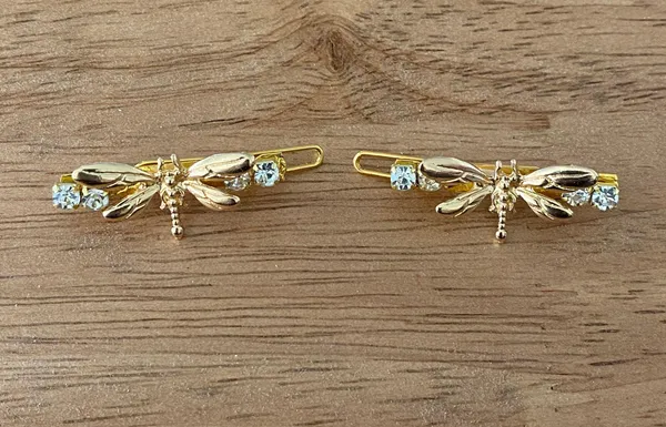 Handmade New 2pc Set Dragonfly Hair Clips - Image 2