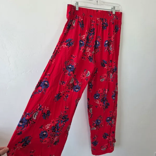 Torrid Wide Leg Pull On Lounge Pants Hot Pink Paisley Floral Pajama 00 Tall - Image 7