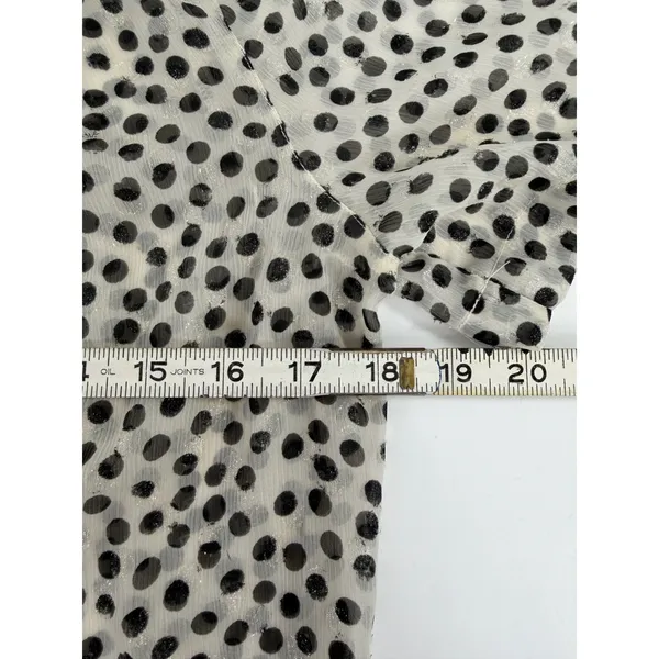 Madewell Womens XS Polka Dot Metallic Sheer Short Sleeve Blouse Cream Black - Image 5