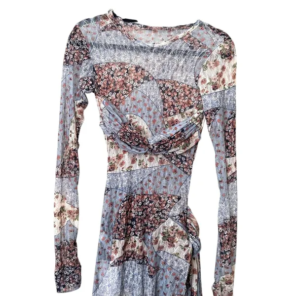 OMOL Swelle Mesh Floral Column Midi‎ Dress NWT XS *with flaw* - Image 5