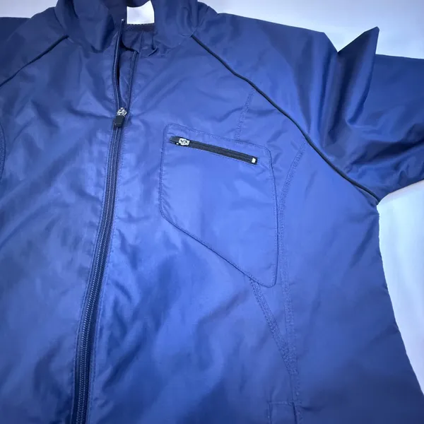 Danskin Now Womens Navy Blue Mesh Lined Full Zip Windbreaker Jacket Large 12-14 - Image 4