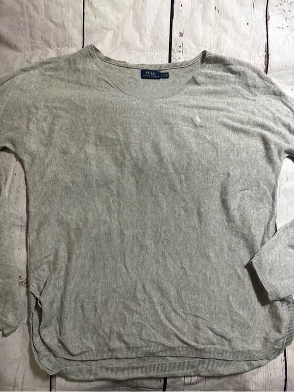 Polo by Ralph Lauren women’s Light Gray long sleeve blouse large - Image 2