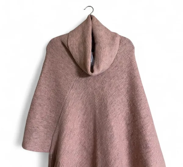 Chico’s Poncho Sz One Size Cozy w/ Tassels Soft/Warm/Comfy Fall Wear Metallic - Image 5