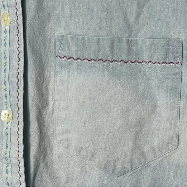 Ruff Hewn Embroidered Long Sleeve Denim Button Up women’s‎ size small - Image 4