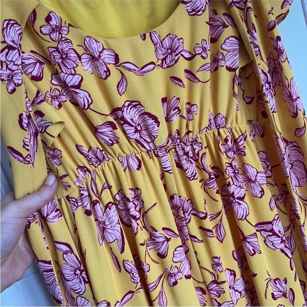 Anthropologie Sachin & Babi Yellow Flutter Sleeve Floral Print Maxi Dress Size 8 - Image 9