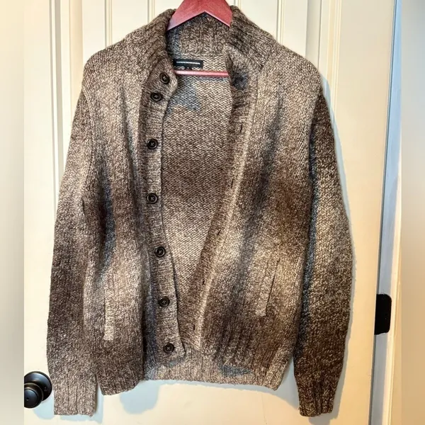 Express Design Studio Brown/Tan Chunky Loose Knit Wool Alpaca Blend Swea… - Image 3