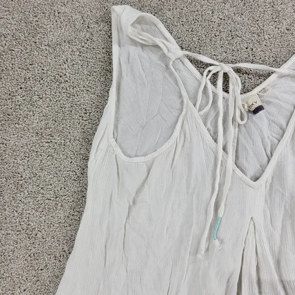 Roxy Flowy Top Womens S White Sleeveless Laced Ties Summer Beachy Babydoll - Image 12
