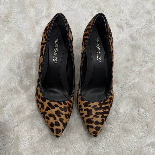 Aerosoles leopard print calf hair pumps pointed toe‎ stiletto heel Womans 6.5 - Image 2