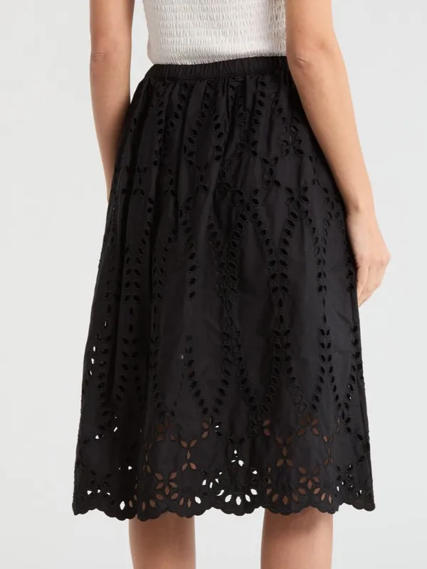 Frank & Eileen Gracie Black Eyelet Midi Skirt NWT XL - Image 3