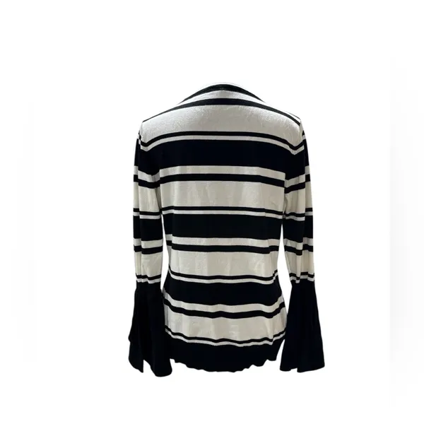 Vila Milano Striped Bell Sleeve Sweater Medium Black White Nautical‎ Knit - Image 4