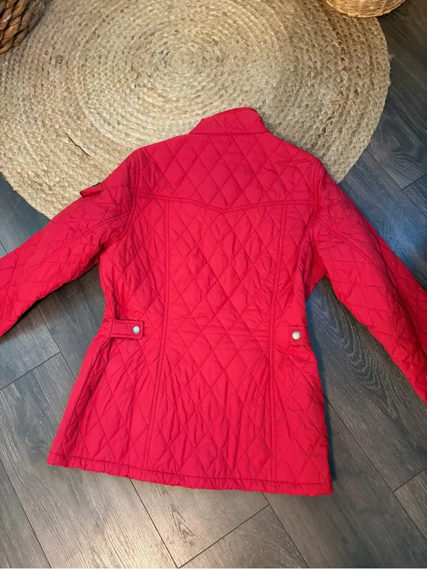 Barbour Bright Red Quilted Field Jacket - Image 9