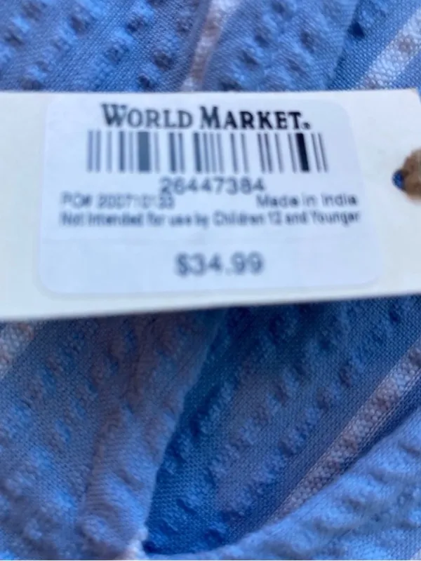 World Market Blue Stripe Seersucker Babydoll Tunic Dress NWT One Size Summer - Image 5