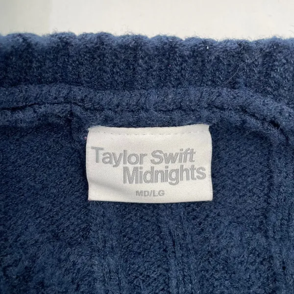 Taylor Swift Cardigan Midnights Album Navy Blue Stars Cozy Sweater Size M / L - Image 8