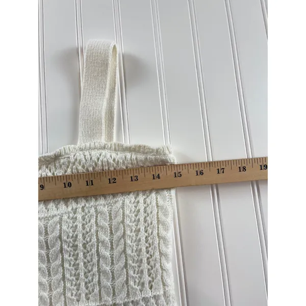 Taylor Boho-Chic Crochet Bodycon Tank Dress White Knit Mini Square Neck Small - Image 6
