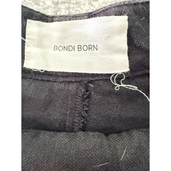 Bondi Born High Waisted Black Linen Blend Mini Shorts Size 2 - Image 3