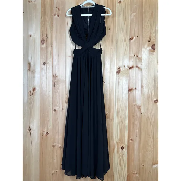 NWT Lulus Vivid Imagination Black Cutout Maxi Dress Wedding Bridesmaid Size M - Image 2