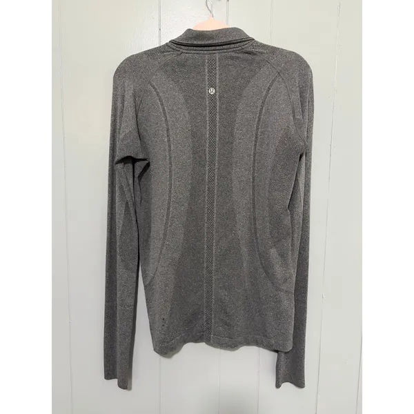 Lululemon Heathered Black Swiftly Tech 1/2 Zip Long Sleeve Fitted Top 12 - Image 5