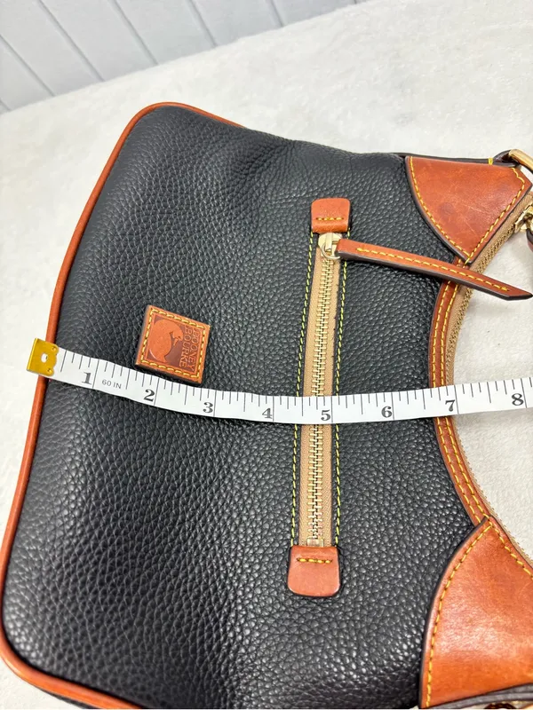 Dooney & Bourke Black with Brown Trim Pebble Leather Shoulder Bag - Image 10