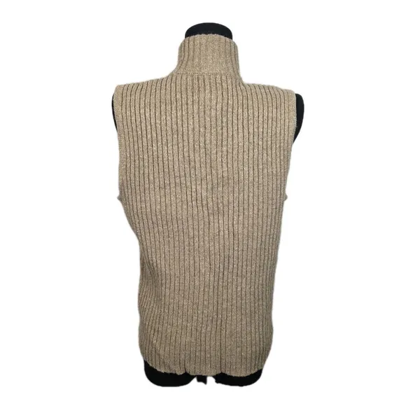 Vtg Lauren Ralph Lauren Womens Tan Fair Isle Full Zip Sweater Vest Size Medium - Image 3