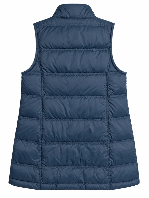 J Jill Down Puffer Vest Womens Small Dark Teal Sherpa Collar Longline Snap Sides - Image 3