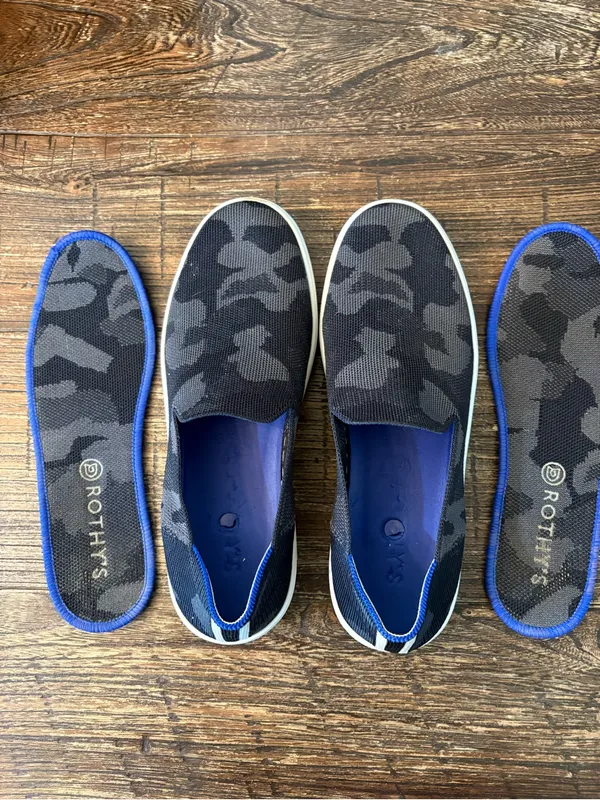 Rothy's The Original Slip On Sneaker‎ Womens 8.5 Blue Gray Camo Knit - Image 9