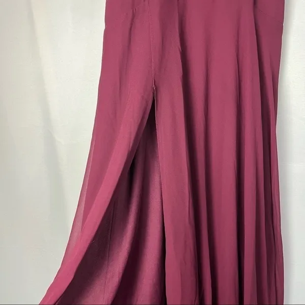 Lulu's Burgundy Wine Red‎ V-Neck Chiffon Maxi Dress S - Image 6