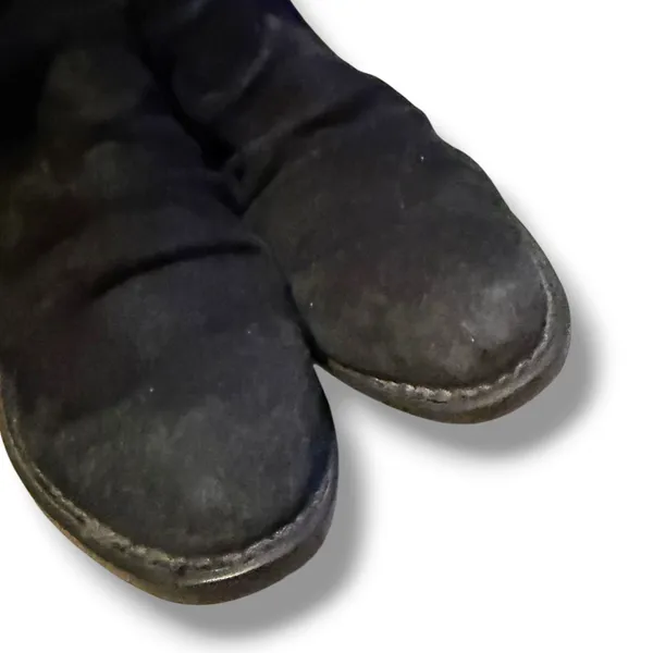 Born Aire Ankle Booties 5.5 Black Suede Slouchy Pointed Toe Stacked Heel Zip‎ - Image 7