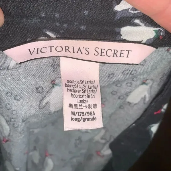 Victoria’s Secret tuxedo penguins flannel button down pj shirt - Image 3