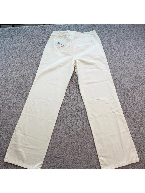 Forever 21 Cream High Rise Straight Leg Trouser Pants Womens Medium NWT - Image 2