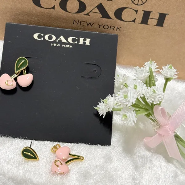 🌸✨Coach Cherry Stud Earrings • Gold/Pink - Image 3