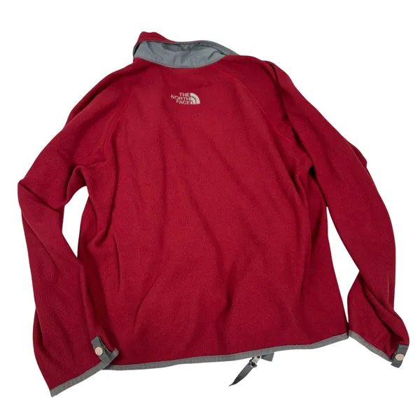The North Face‎ Womens Red Full Zip Fleece Jacket Grey Trim Mock Neck Gorpcore - Image 8