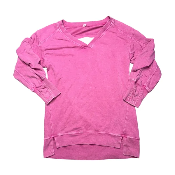 Daily Practice Anthropologie Long sleeve Batwing Pullover Dress Pink Cutout Back - Image 3
