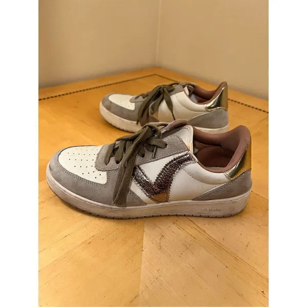 Victoria Madrid Suede & Metallic Beige Cream Sneakers European 39 / US Size 8 - Image 4