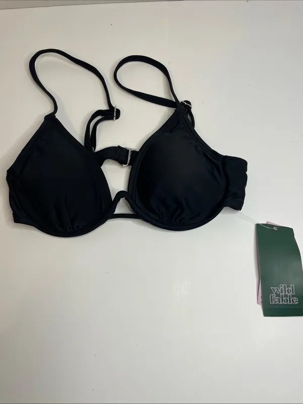 Wild Fable Classic Black Bikini Top w/ Removable Pads. Underwire. Size: XXS (00) - Image 3