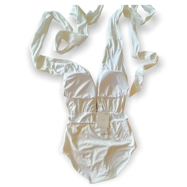 ZOMONETI White One Piece Swimsuit White Size L - Image 6