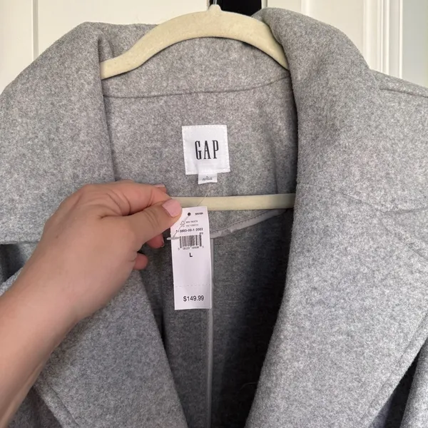 NWT GAP Light Gray Coat New‎ Belted Pockets Trench Long - Image 4